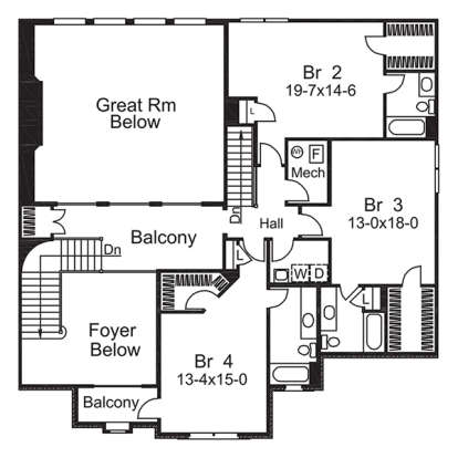 Upper Floor Plan for House Plan #5633-00249