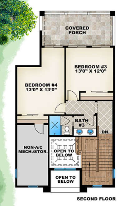 Upper Floor Plan for House Plan #1018-00221