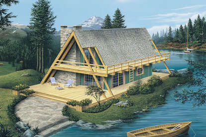Lake Front House Plan #5633-00325 Elevation Photo