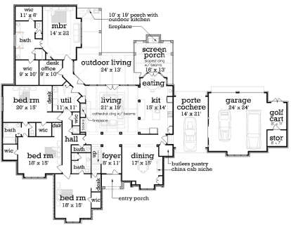 Main Floor Plan for House Plan #048-00250