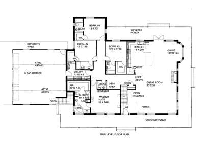 Main Floor Plan for House Plan #039-00590