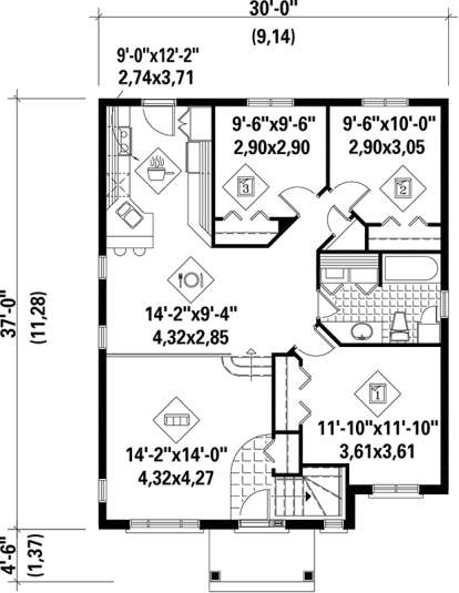 Main Floor Plan for House Plan #6146-00036