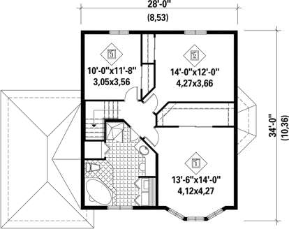 Upper Floor Plan for House Plan #6146-00088