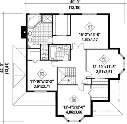 Upper Floor Plan for House Plan #6146-00089