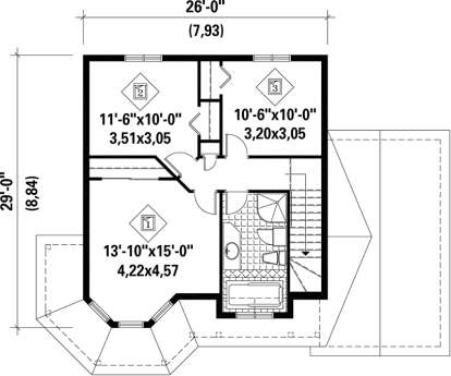 Upper Floor Plan for House Plan #6146-00113
