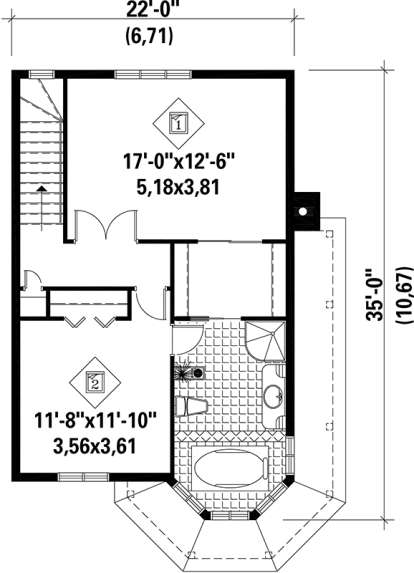 Upper Floor Plan for House Plan #6146-00116