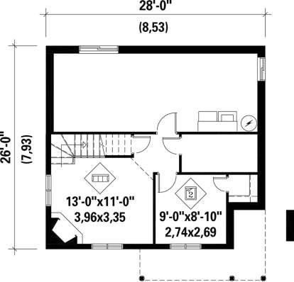 Basement Floor Plan  for House Plan #6146-00123