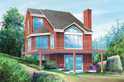 Lake Front House Plan #6146-00139 Elevation Photo