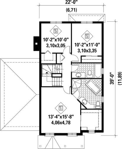 Second Level for House Plan #6146-00166
