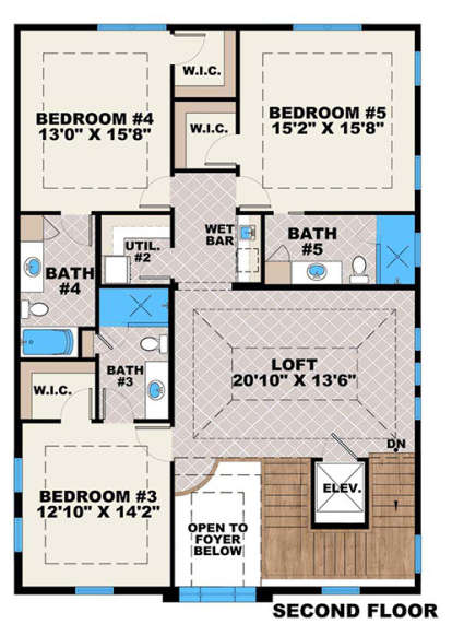 Upper Floor Plan for House Plan #1018-00238