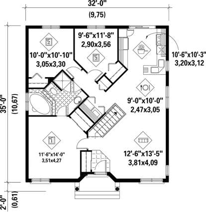 Main Floor Plan for House Plan #6146-00186