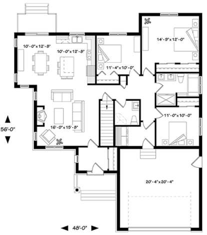 Floorplan 1 for House Plan #034-01066