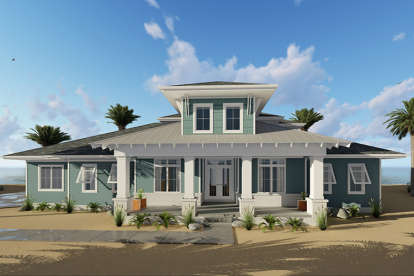 Coastal House Plan #963-00150 Elevation Photo
