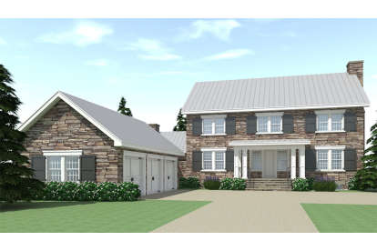 Colonial House Plan #028-00158 Elevation Photo