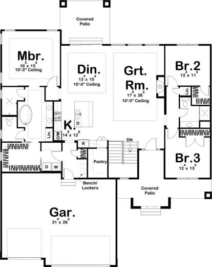 Floorplan 1 for House Plan #963-00324