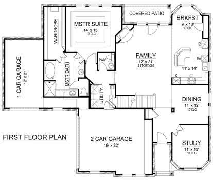 First Floor for House Plan #5445-00340