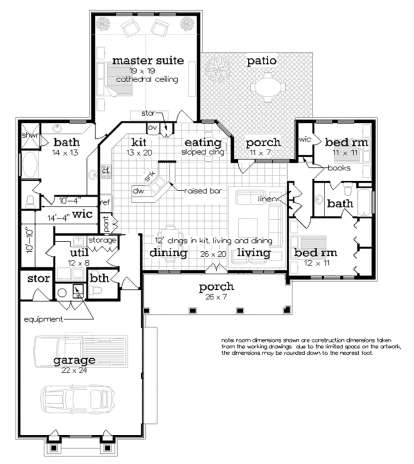 Main Level 1st floor for House Plan #048-00265