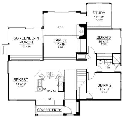Main Level 1st floor for House Plan #5445-00341