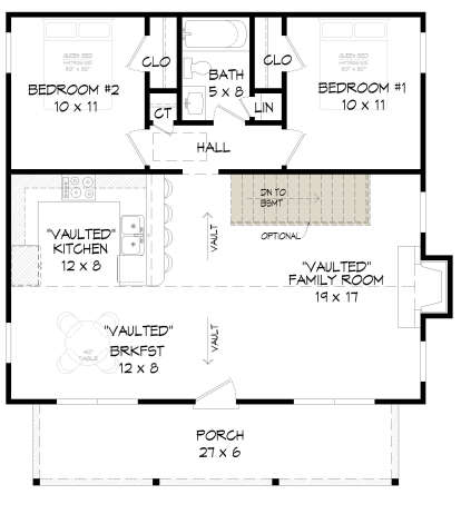 Main Floor w/ Basement Stair Location for House Plan #940-00139