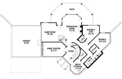 Unfinished Basement for House Plan #4195-00033
