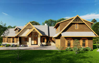 Mountain Rustic House Plan #699-00260 Elevation Photo