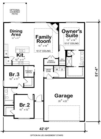 Main Floor w/o Basement Stairs for House Plan #402-01656