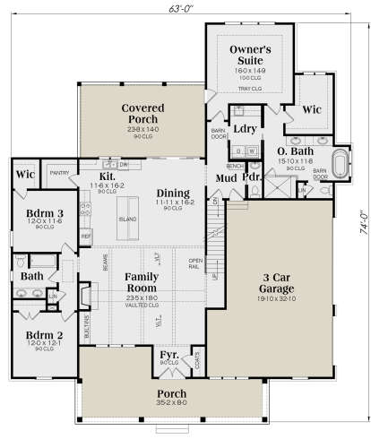 Main Floor for House Plan #009-00298