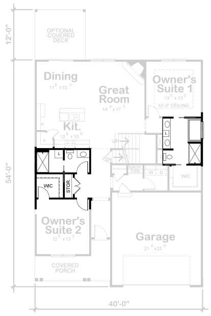 Main Floor w/ Alternate Master Bathrooms for House Plan #402-01682