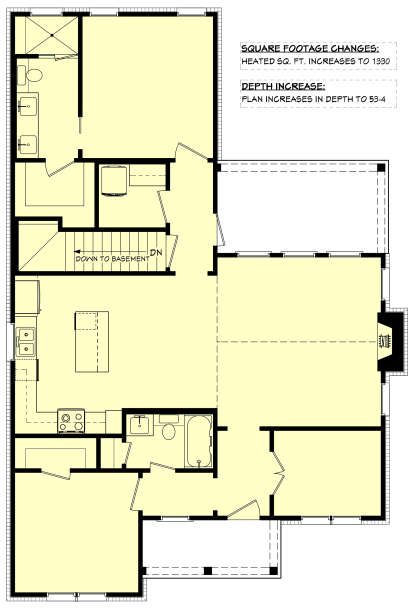 Main Floor w/ Basement Stair Location for House Plan #041-00249