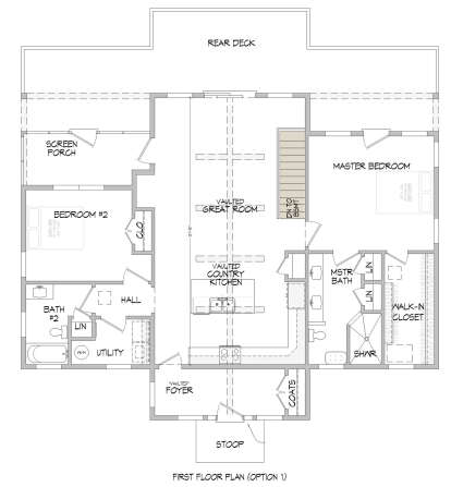 Main Floor w/ Basement Stair Location for House Plan #940-00395