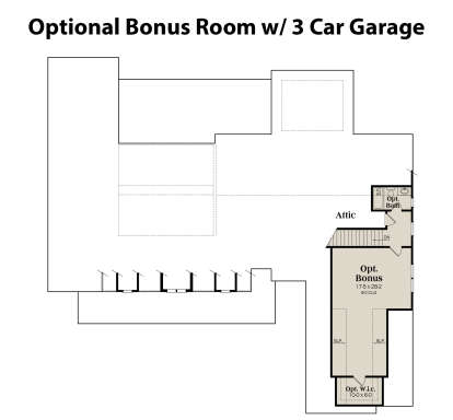 Bonus Room w/ 3 Car Garage for House Plan #009-00309