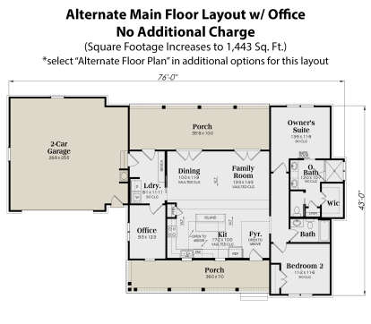 Alternate Main Floor Layout w/ Office for House Plan #009-00310