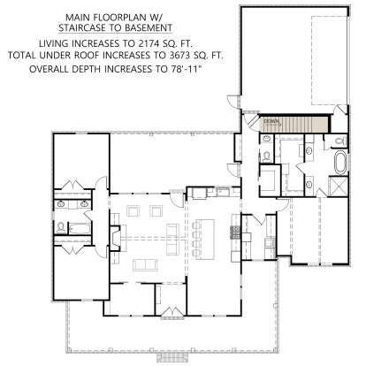 Main Floor w/ Basement Stair Location for House Plan #4534-00072
