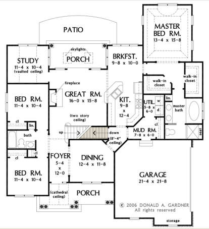 Main Floor w/ Basement Stair Location for House Plan #2865-00035