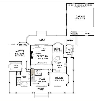 Main Floor w/ Basement Stair Location for House Plan #2865-00064