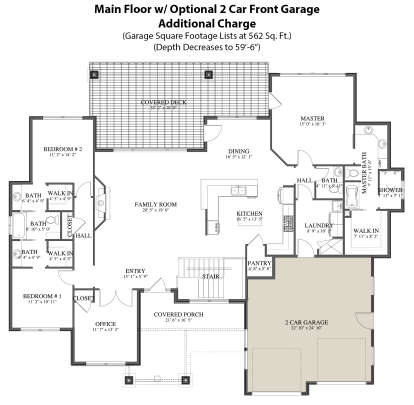 Main Floor w/ Optional 2 Car Side Garage for House Plan #2802-00143