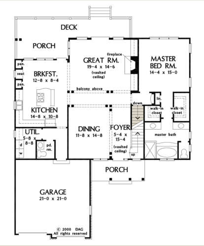 Main Floor w/ Basement Stair Location for House Plan #2865-00090