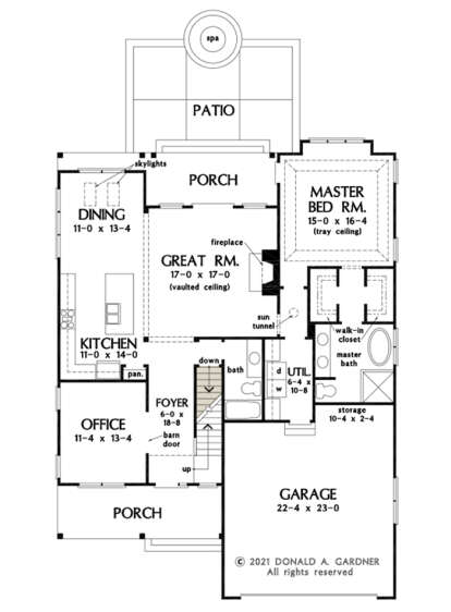 Main Floor w/ Basement Stair Location for House Plan #2865-00124