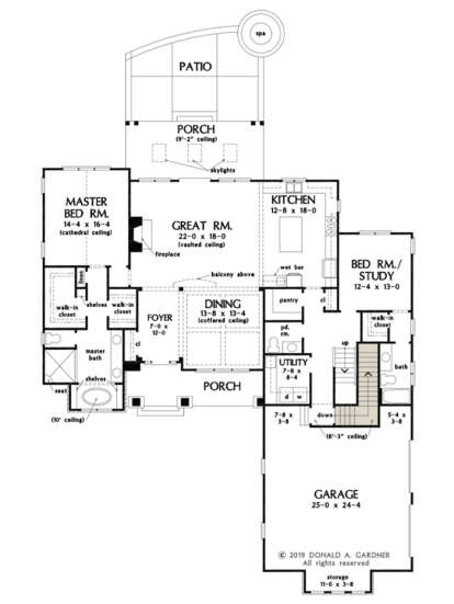 Main Floor w/ Basement Stair Location for House Plan #2865-00145