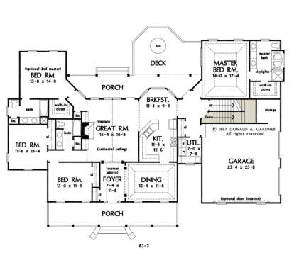Main Floor w/ Basement Stair Location for House Plan #2865-00150