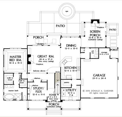 Main Floor w/ Basement Stair Location for House Plan #2865-00169