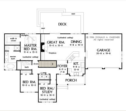 Main Floor w/ Basement Stairs Location for House Plan #2865-00198