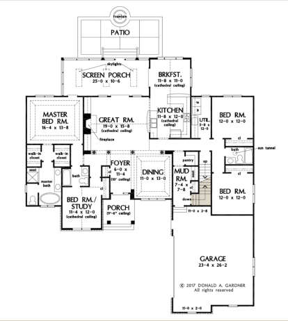 Main Floor w/ Basement Stair Location for House Plan #2865-00213