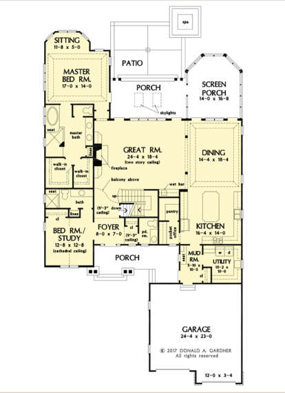 Main Floor w/ Basement Stair Location for House Plan #2865-00348
