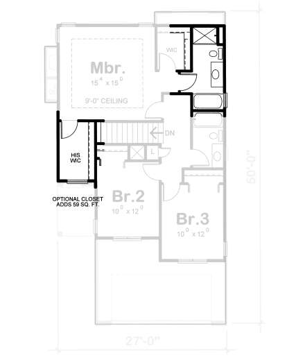 Alternate Second Floor Layout for House Plan #402-01772