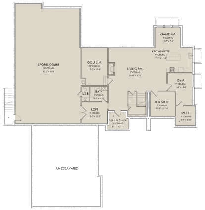 In Ground Basement for House Plan #6422-00025