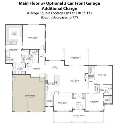 Main Floor w/ Optional 2 Car Front Garage for House Plan #2802-00191