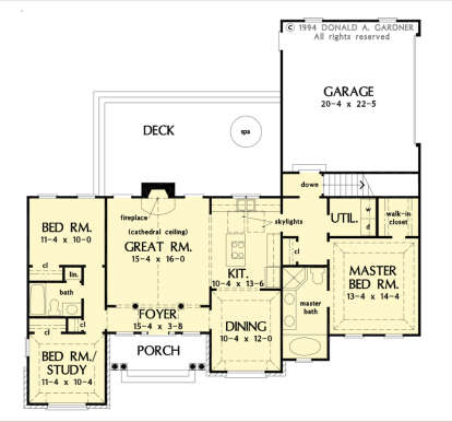 Main Floor w/ Basement Stair Location for House Plan #2865-00361