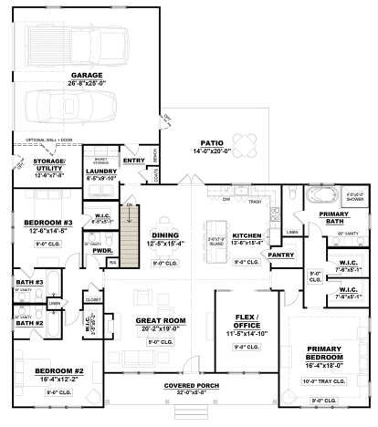 Main Floor w/ Basement Stair Location for House Plan #7568-00009