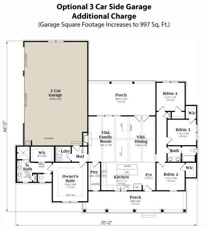 Main Floor w/ 3-Car Garage Option for House Plan #009-00363